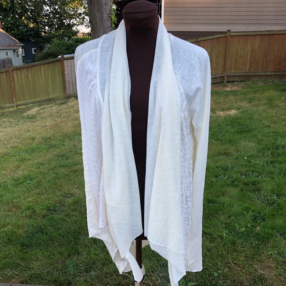 Tiny by Anthropologie Cardigan Sweater Off White Open Front Knit. L - Picture 1 of 7